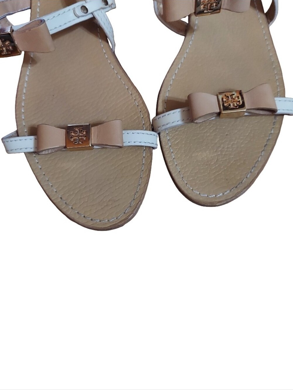 Tory Burch Kailey Bow Slingback Flat Leather Sandals In Color Iced Coffee/Bleach - Picture 3 of 15